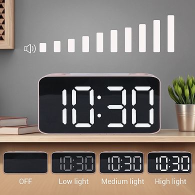 Digital Alarm Clock Large 7 LED Display, Dual Alarms, USB Charging Ports 6.5"x1.77"x3.14"