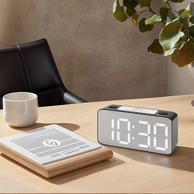 Digital Alarm Clock Large 7 LED Display, Dual Alarms, USB Charging Ports 6.5"x1.77"x3.14"