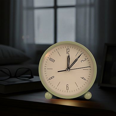 Vintage Mechanical Alarm Clock, Retro Metal Casing, Night Light, Ideal for Bedroom 4.5"x2.0"x4.7"