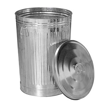 Round Galvanized Steel, 26 Gallon Trash Can with Lid