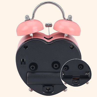 Mechanical Alarm Clock, Heart Shape Design, Loud Alarm, Nightlight for Bedroom 3.3"x2.2"x5.1"