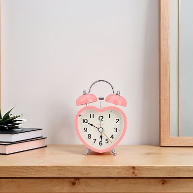 Mechanical Alarm Clock, Heart Shape Design, Loud Alarm, Nightlight for Bedroom 3.3"x2.2"x5.1"