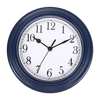 Vintage Wall Clock, 9" Plastic Finish Clock with Battery Operated Easy Install for Living Room