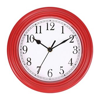 Vintage Wall Clock, 9" Plastic Finish Clock with Battery Operated Easy Install for Living Room