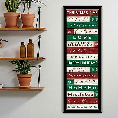 Large Christmas Time Black Framed Wall Art for Living Room, Bedroom