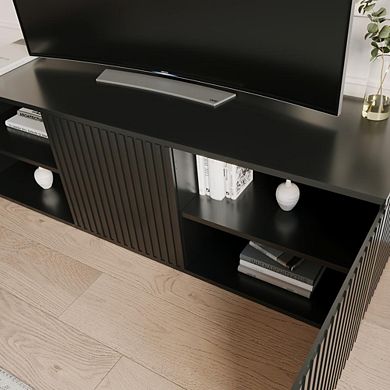 Nexera Trelisse Black 60 inch TV Stand with 3 doors