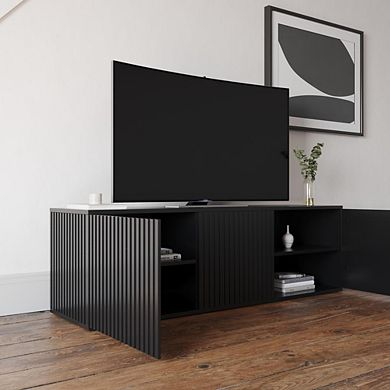Nexera Trelisse Black 60 inch TV Stand with 3 doors