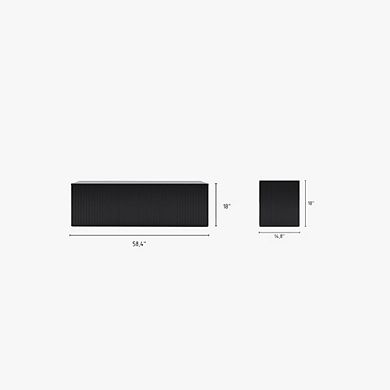 Nexera Trelisse Black 60 inch TV Stand with 3 doors