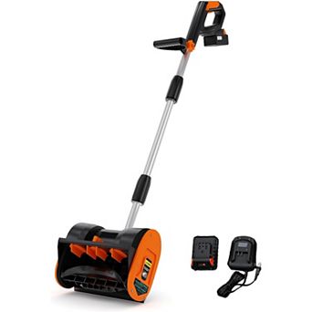Cordless Electric Snow Shovel,20V 4.0Ah Battery & Charger, Brushless Motor,Clears 12" Wide x 8" Deep