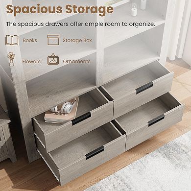 72 in Tall Bookcase,Bookcase and Bookshelves with Storage,Large Freestanding Display Storage Shelves
