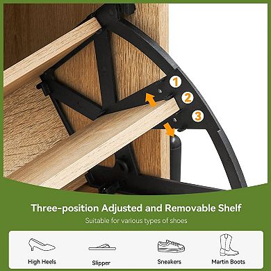 Rattan Shoe Cabinet with 4 Flip Drawers Adjustable Shelves Storage Organizer