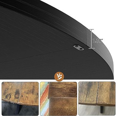 47" Round Dining Table - Kitchen Table with Storage Shelf and Wooden Top, Round Dinner Table for 4