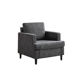 Modern Living Room Chairs W/Breathable Linen Fabric,Upholstered Arm Chair, Sofa Chair W/ Wood Legs