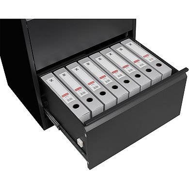 3 Drawers Lateral File Cabinet with Lock, Metal Filing Cabinet with Card Holder