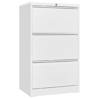 3 Drawers Lateral File Cabinet with Lock, Metal Filing Cabinet with Card Holder