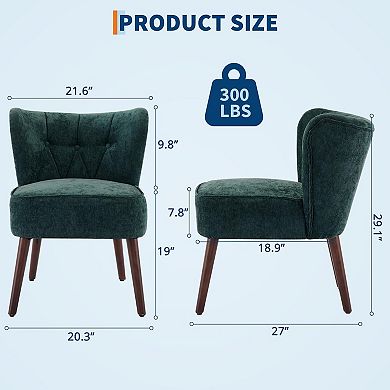 Modern Wingback Living Room Chair,Armless Lounge Chair, Upholstered Makeup Vanity Tufted Side Chair