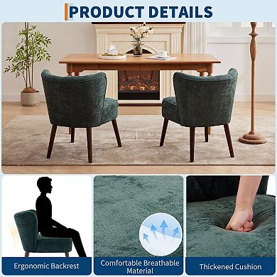 Modern Wingback Living Room Chair,Armless Lounge Chair, Upholstered Makeup Vanity Tufted Side Chair