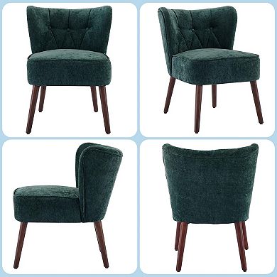 Modern Wingback Living Room Chair,Armless Lounge Chair, Upholstered Makeup Vanity Tufted Side Chair