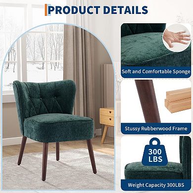 Modern Wingback Living Room Chair,Armless Lounge Chair, Upholstered Makeup Vanity Tufted Side Chair