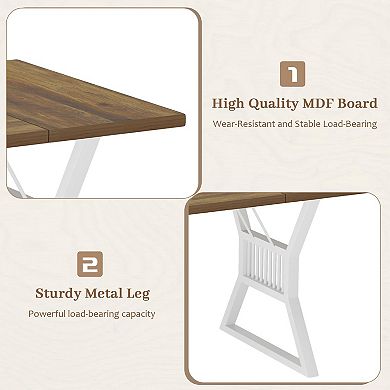 70.8 Inch Farmhouse Rustic Wood Dining Table - Heavy Duty Metal Legs, Seats 6-8, Scratch-Resistant