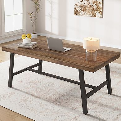 71" Modern Farmhouse Rectangular Dining Table - Adjustable Feet, Seats 6-10,Ideal for Kitchen/Dining