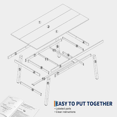 71" Modern Farmhouse Rectangular Dining Table - Adjustable Feet, Seats 6-10,Ideal for Kitchen/Dining