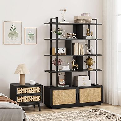 5 Tier Bookshelf Living Room Large Book Case and Book Shelves 5 Shelf Storage Tall Black Book Shelf