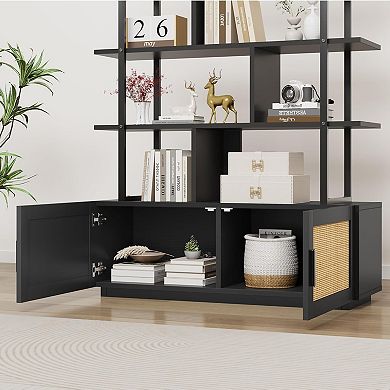 5 Tier Bookshelf Living Room Large Book Case and Book Shelves 5 Shelf Storage Tall Black Book Shelf