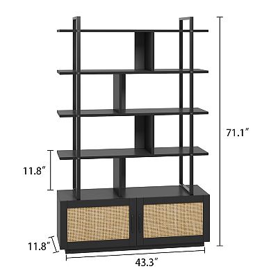 5 Tier Bookshelf Living Room Large Book Case and Book Shelves 5 Shelf Storage Tall Black Book Shelf