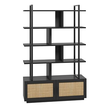 5 tier Bookshelf Living Room Large Book Case and Book Shelves 5 Shelf Storage Tall Black Book Shelf