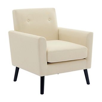 Modern Living Room Chairs w/Linen Fabric,Upholstered Fabric Accent Armchair,Sofa Chair W/Wood Legs
