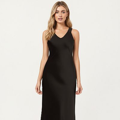white deep v midi dress Auréole