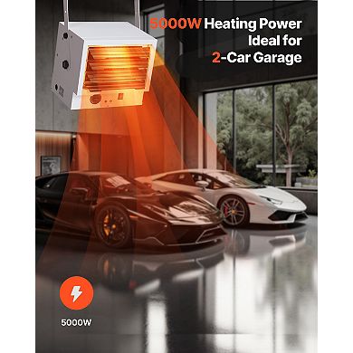 Electric Garage Heater 5000W Ceiling-Mount Shop Heater 3 Angles 240V