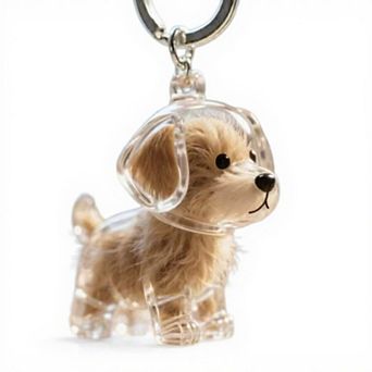 Transparent Dog Storage Capsule Keychain with Mini Dog Charm and Keepsake Hair Holder