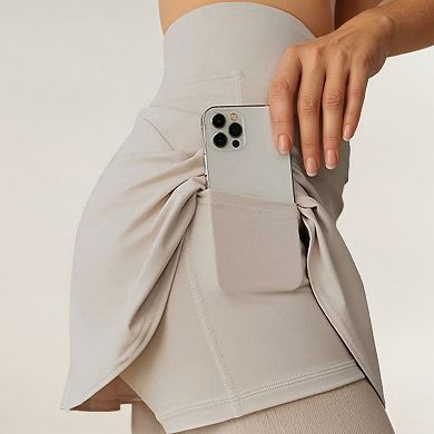 Women's Crossover Waist Athletic Skort with Built-In Shorts and Stretch Performance Fabric