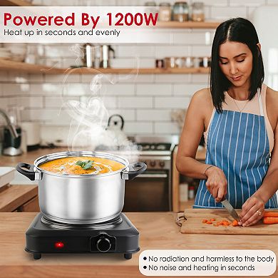 1200W Electric Infrared Single Burner Hot Plate Portable Stove with Glass Top