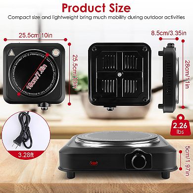 1200W Electric Infrared Single Burner Hot Plate Portable Stove with Glass Top