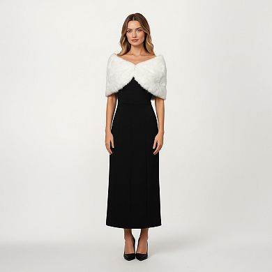 Women's Soft Plush Faux Fur Wrap with Elegant Drape Delicate Front Detail and Smooth Luxe Texture