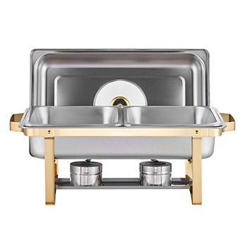 Chafing Dish Set 4-qt 2-Pack Stainless Steel Rectangular Half-Pan Buffet Servers