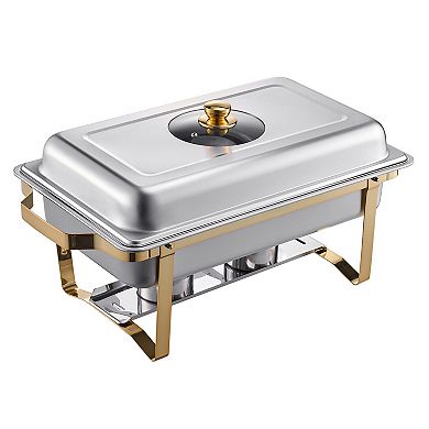 Chafing Dish Set 4 Qt 2-Pack Stainless Steel Rectangular Half-Pan Buffet Servers