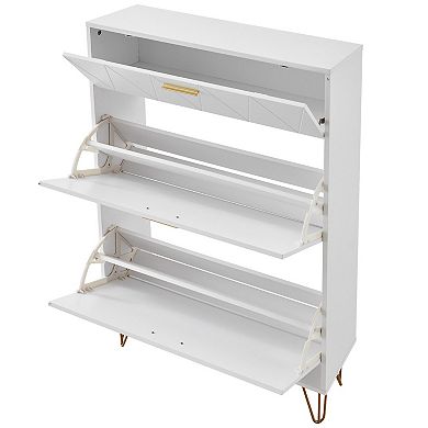Shoe Cabinet with 3 Flip Drawers Freestanding Entryway Shoe Organizer