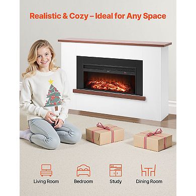 65.5" Freestanding Electric Fireplace Stove Heater with Mantel 1500W