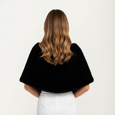 Women's Faux Fur Shawl Wrap with Soft Plush Texture, Elegant Draped Silhouette 19in