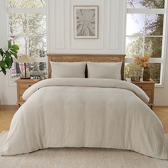 Stone Washed Linen Cotton Duvet Cover Set 3 pc