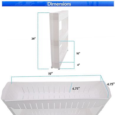 Slim 3-Tier Rolling Storage Cart - White w/ Expandable, Anti-Scratch Wheels for Narrow Spaces
