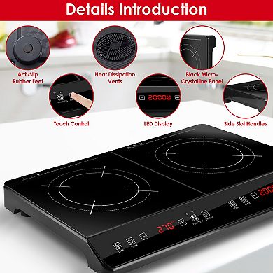 4000W Portable Double Induction Cooktop Dual Burner Electric Hot Plate