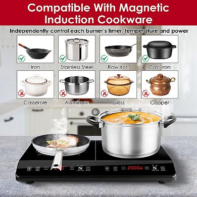 4000W Portable Double Induction Cooktop Dual Burner Electric Hot Plate