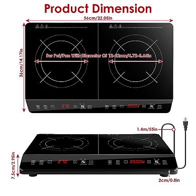 4000W Portable Double Induction Cooktop Dual Burner Electric Hot Plate
