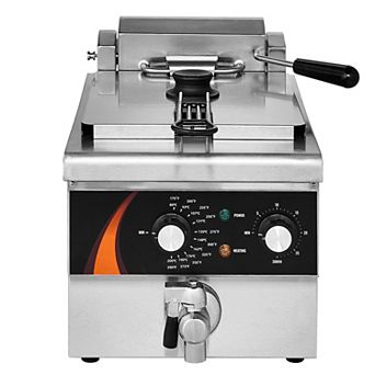 Commercial Deep Fryer 1750W Single Tank 9-qt Thickened Stainless Steel Fryer