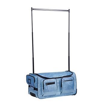 Dance Bag with Garment Rack 29" Rolling Duffel with Privacy Curtain Blue